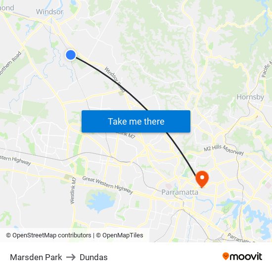 Marsden Park to Dundas map