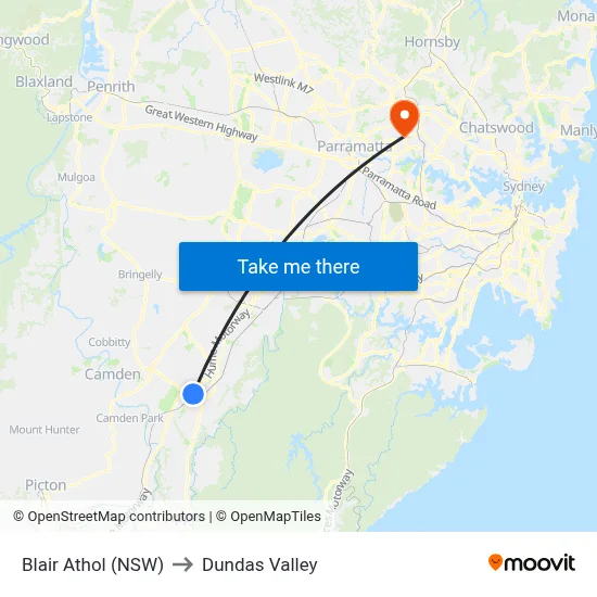 Blair Athol (NSW) to Dundas Valley map