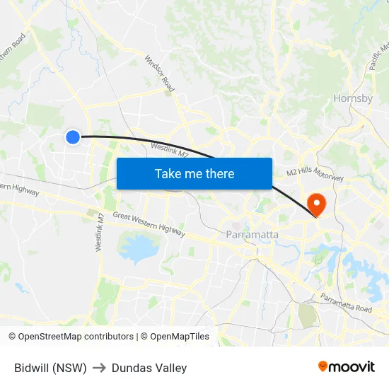 Bidwill (NSW) to Dundas Valley map