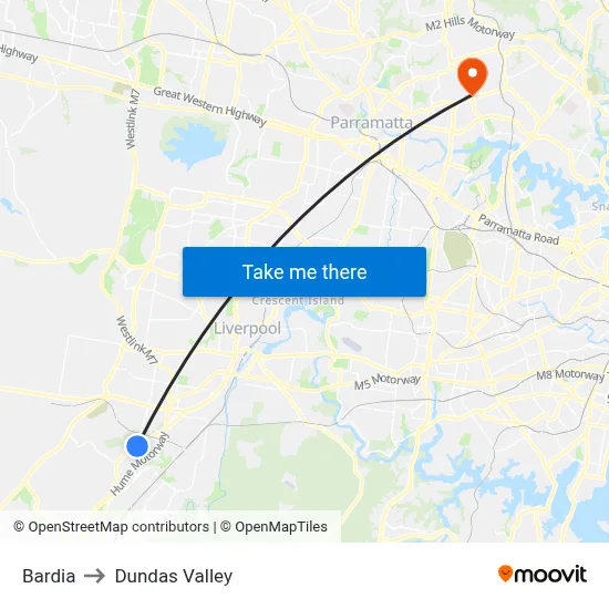 Bardia to Dundas Valley map