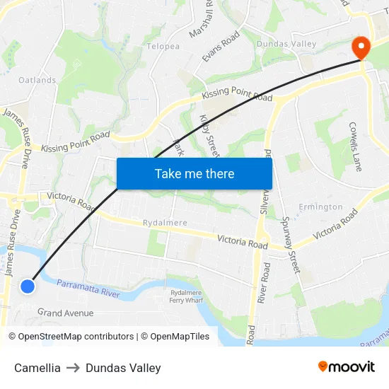 Camellia to Dundas Valley map