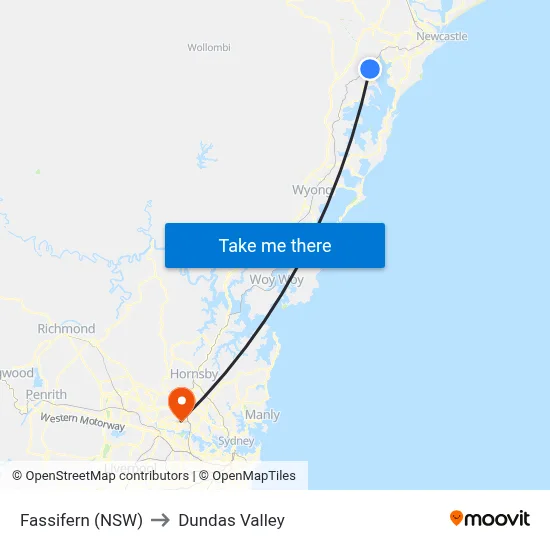 Fassifern (NSW) to Dundas Valley map