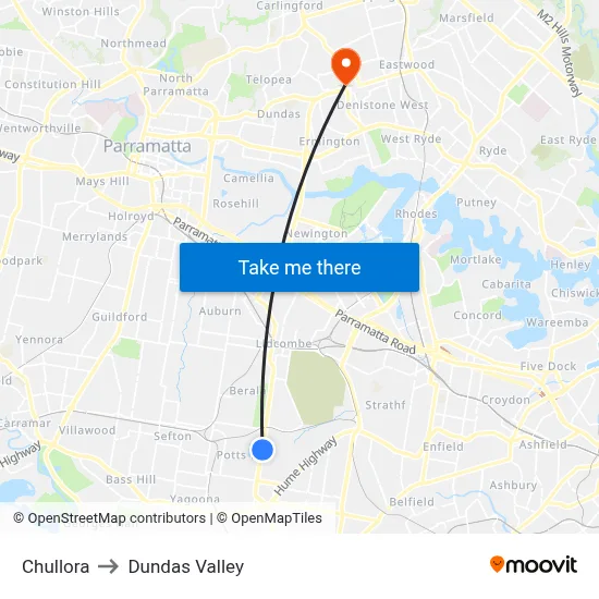 Chullora to Dundas Valley map