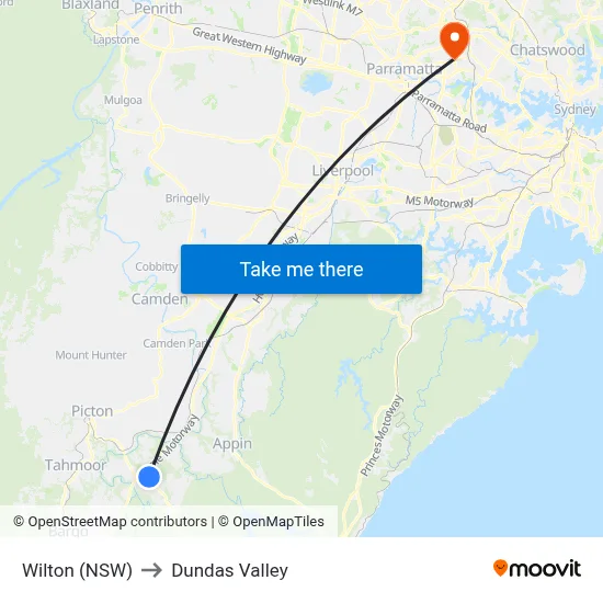 Wilton (NSW) to Dundas Valley map