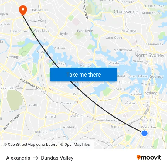 Alexandria to Dundas Valley map