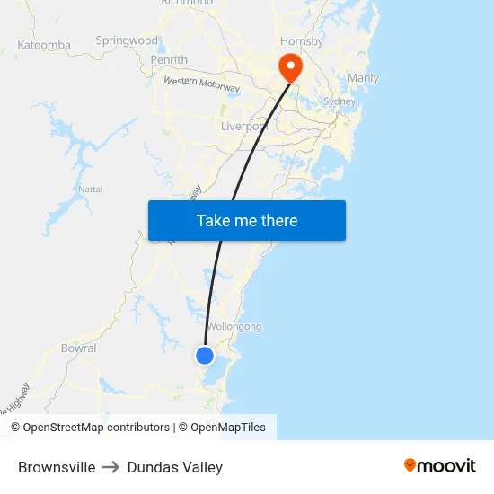 Brownsville to Dundas Valley map