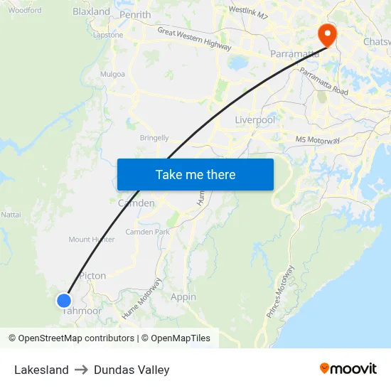 Lakesland to Dundas Valley map