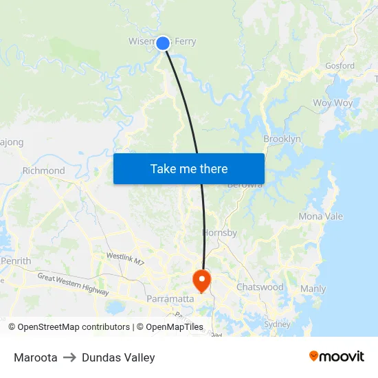 Maroota to Dundas Valley map