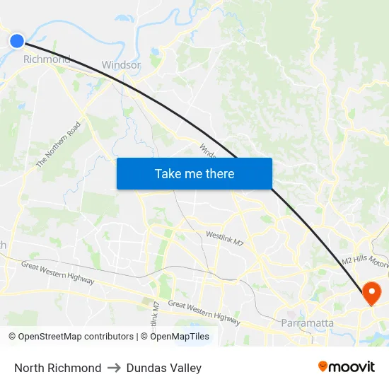 North Richmond to Dundas Valley map
