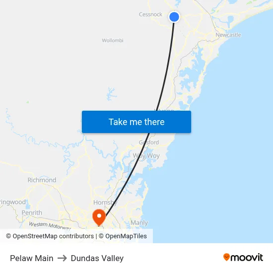 Pelaw Main to Dundas Valley map