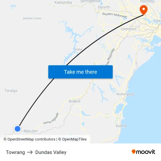 Towrang to Dundas Valley map