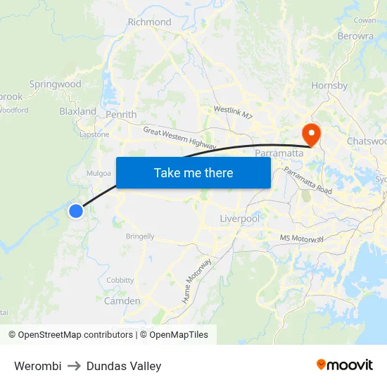 Werombi to Dundas Valley map