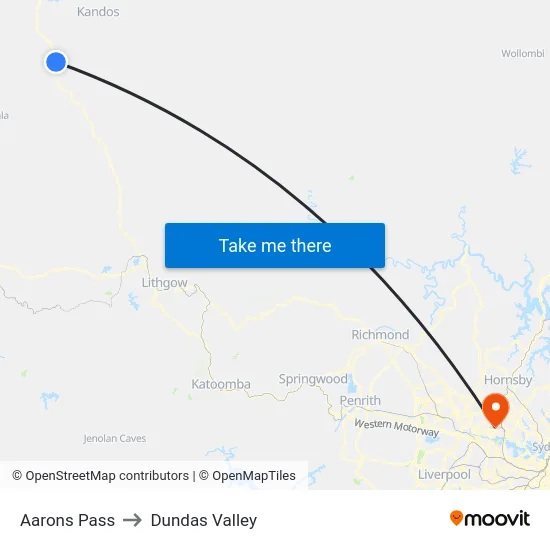 Aarons Pass to Dundas Valley map