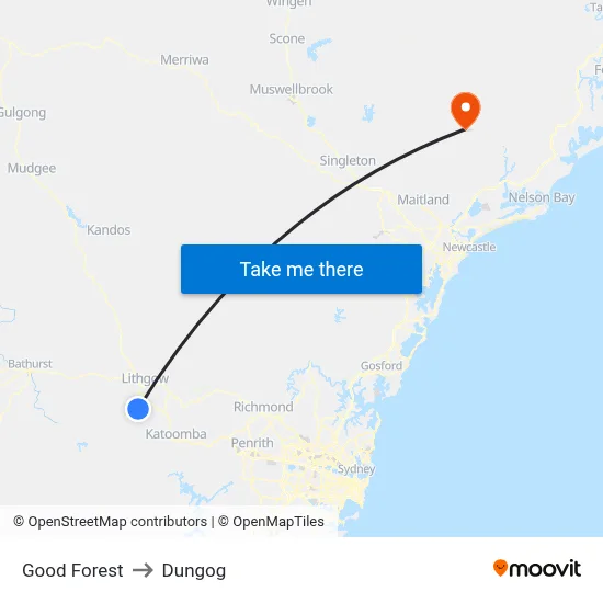 Good Forest to Dungog map