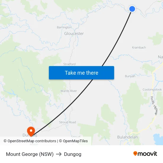 Mount George (NSW) to Dungog map