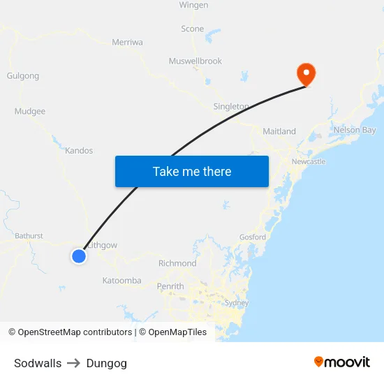 Sodwalls to Dungog map