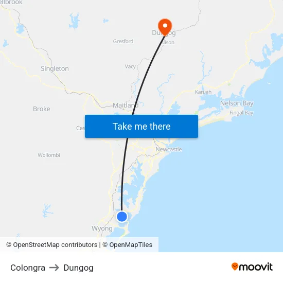 Colongra to Dungog map