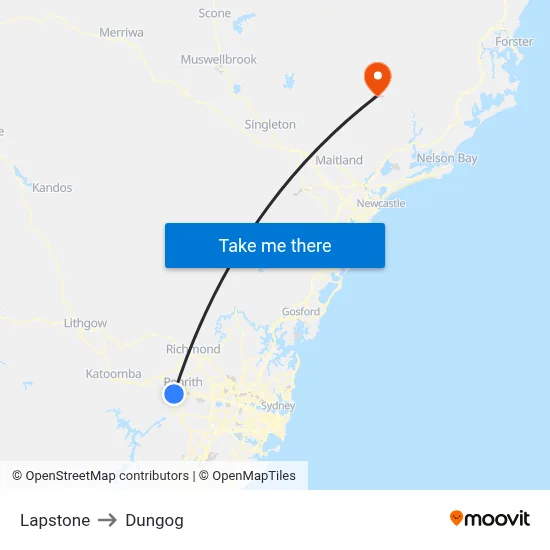 Lapstone to Dungog map