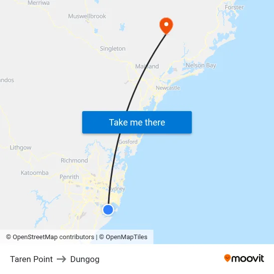 Taren Point to Dungog map