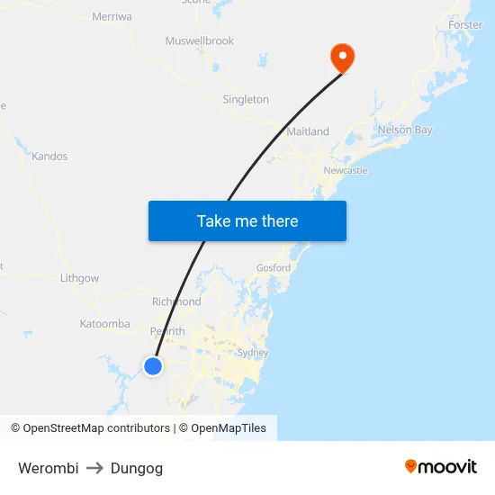 Werombi to Dungog map