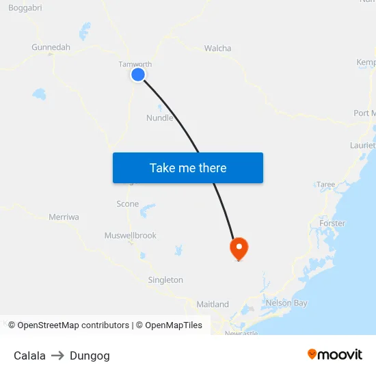 Calala to Dungog map