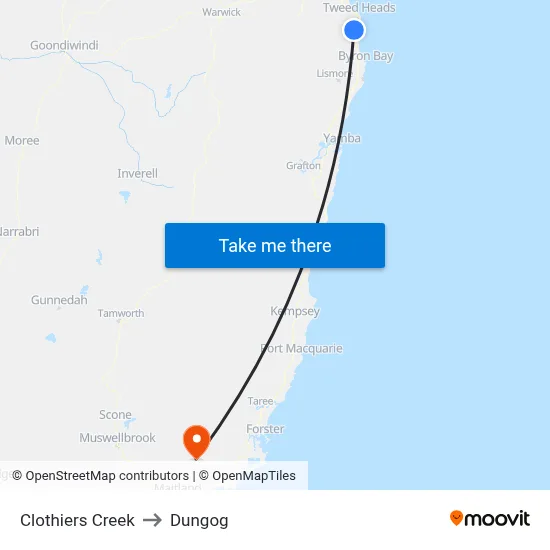 Clothiers Creek to Dungog map