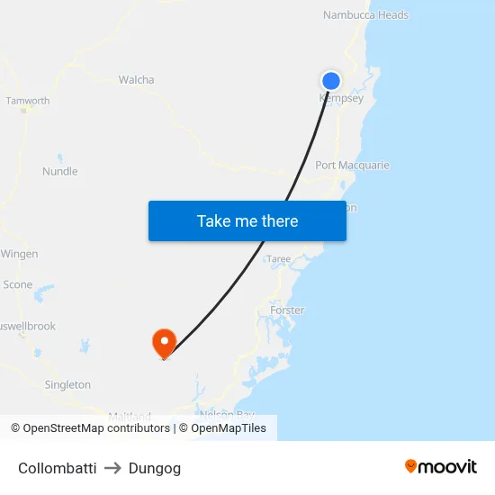 Collombatti to Dungog map