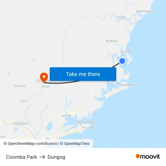 Coomba Park to Dungog map