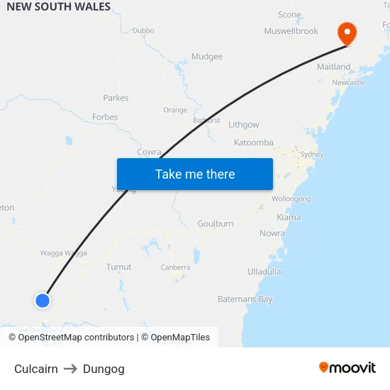 Culcairn to Dungog map