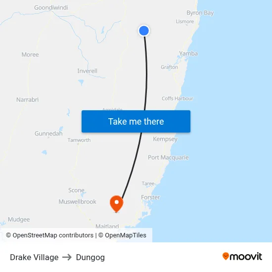 Drake Village to Dungog map
