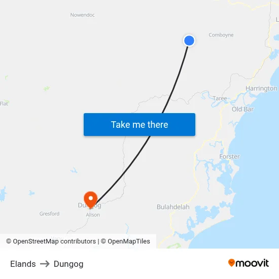 Elands to Dungog map