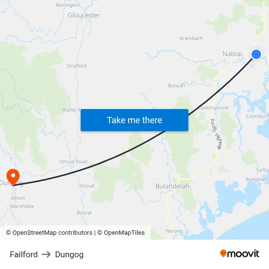 Failford to Dungog map