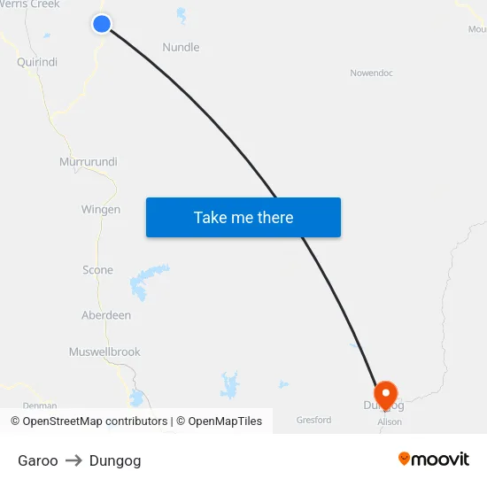 Garoo to Dungog map