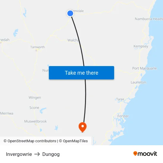 Invergowrie to Dungog map