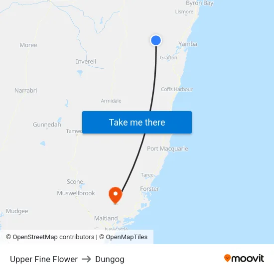 Upper Fine Flower to Dungog map