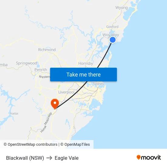 Blackwall (NSW) to Eagle Vale map