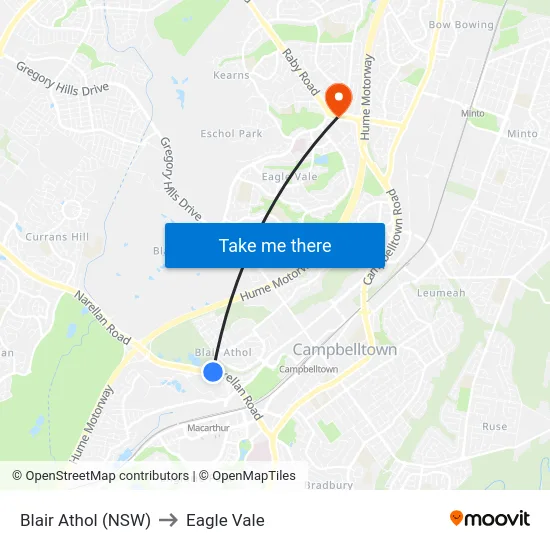 Blair Athol (NSW) to Eagle Vale map
