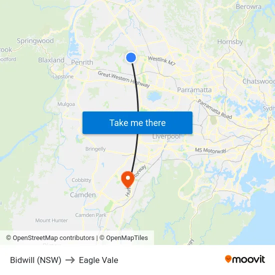 Bidwill (NSW) to Eagle Vale map