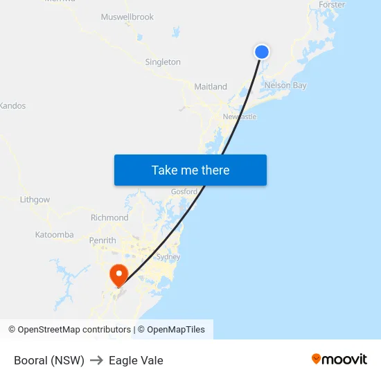 Booral (NSW) to Eagle Vale map