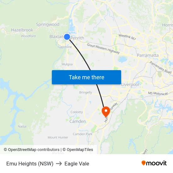 Emu Heights (NSW) to Eagle Vale map
