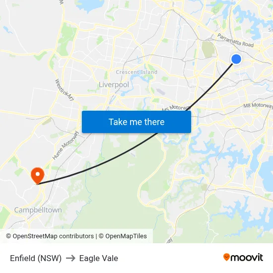 Enfield (NSW) to Eagle Vale map