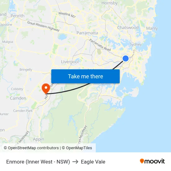 Enmore (Inner West - NSW) to Eagle Vale map