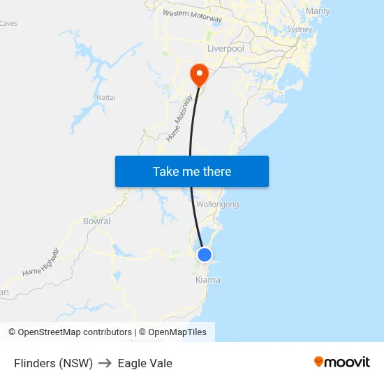 Flinders (NSW) to Eagle Vale map