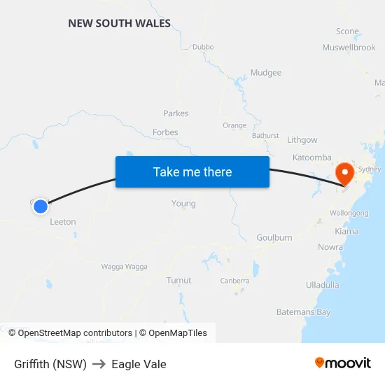 Griffith (NSW) to Eagle Vale map