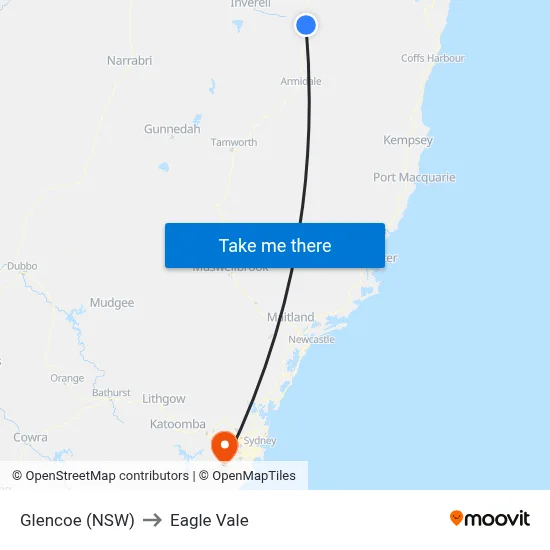 Glencoe (NSW) to Eagle Vale map