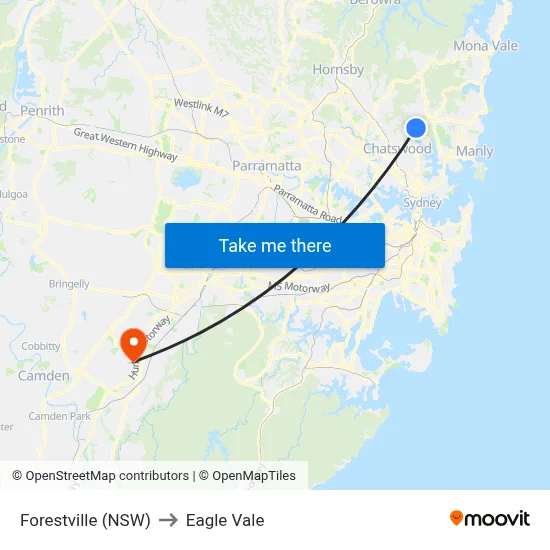 Forestville (NSW) to Eagle Vale map