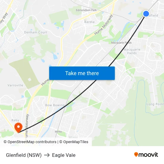 Glenfield (NSW) to Eagle Vale map