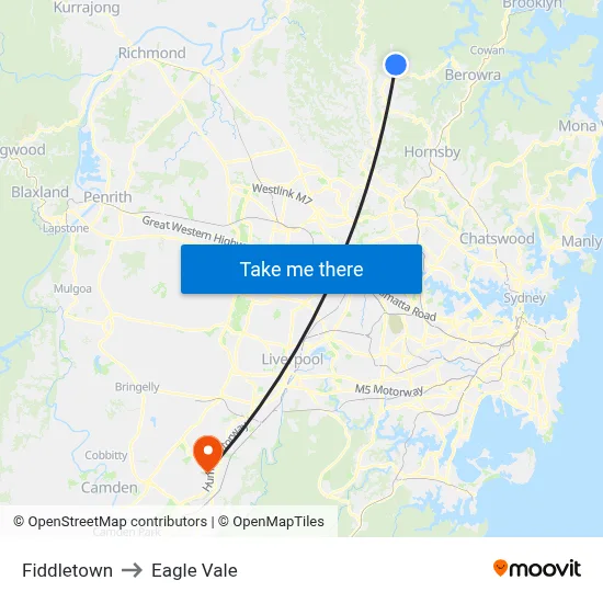 Fiddletown to Eagle Vale map