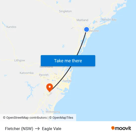Fletcher (NSW) to Eagle Vale map