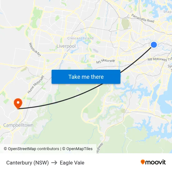 Canterbury (NSW) to Eagle Vale map